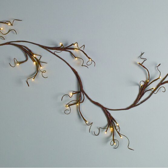 6' Battery Operated Brown Garland with Warm White LED Lights