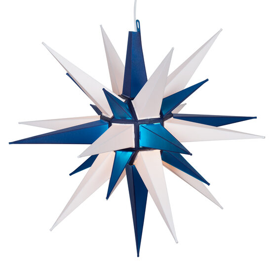 Lighted Moravian Star, Blue and White LED