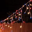 150 Icicle Lights, Red, White and Blue, White Wire
