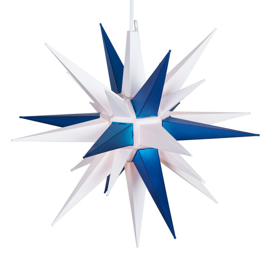 Lighted Moravian Star, Blue and White LED