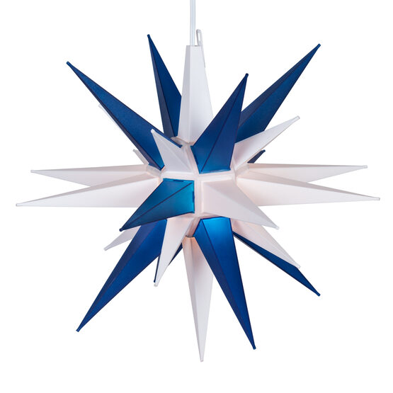 Lighted Moravian Star, Blue and White LED