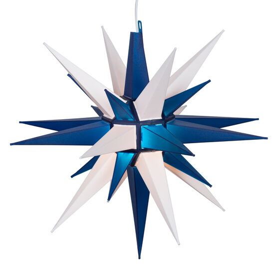 Lighted Moravian Star, Blue and White LED