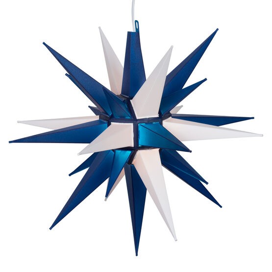 Lighted Moravian Star, Blue and White LED