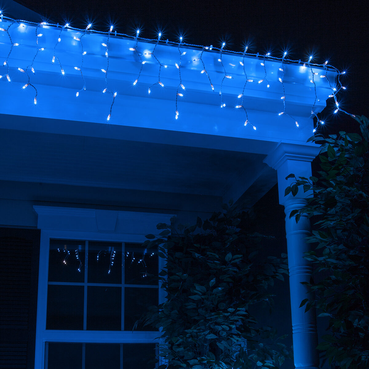 150 Icicle Lights, Blue, White Wire