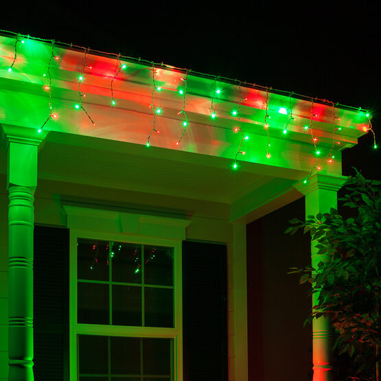 70 5mm LED Icicle Lights, Red/Green, White Wire