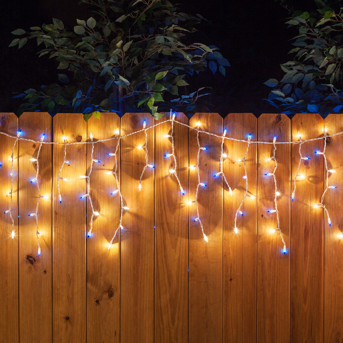 150 Icicle Lights Blue Clear White Wire