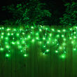 100 Icicle Lights, Green, White Wire