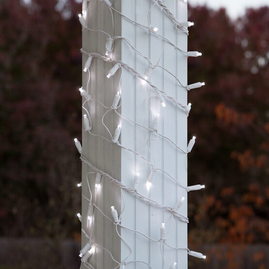 LED Column Wrap Lights, 6" x 15', Cool White, White Wire
