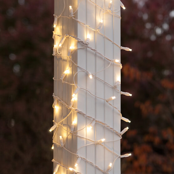 LED Column Wrap Lights, 6" x 15', Warm White, White Wire