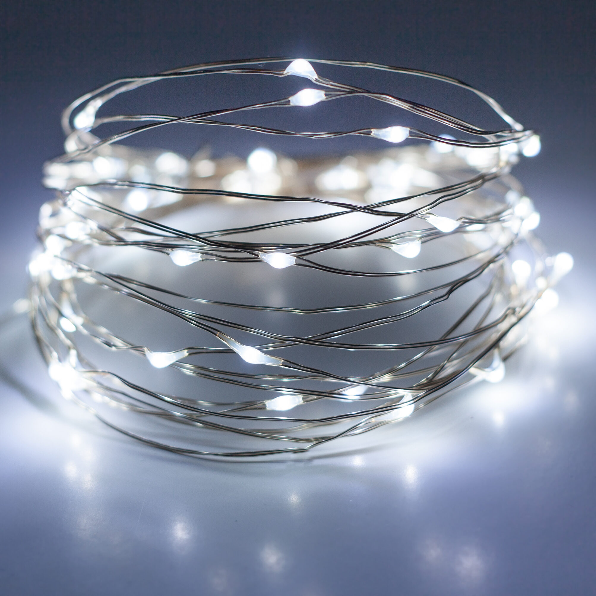 silver wire string lights