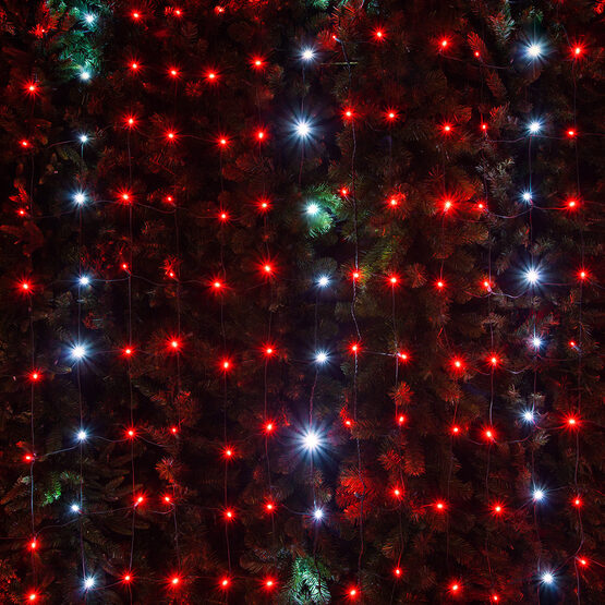 4' x 6' 5mm LED Net Lights, Red, Cool White Twinkle, Green Wire