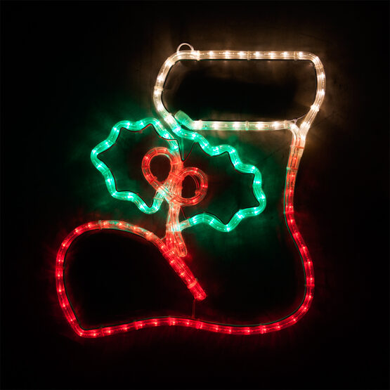 18" LED Christmas Stocking with Holly 