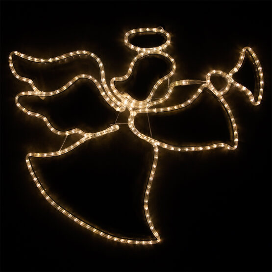 34" LED Angel with Trumpet, Warm White Lights 