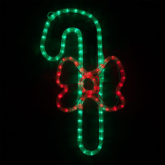 20" LED Candy Cane with a Bow, Red and Green Lights 