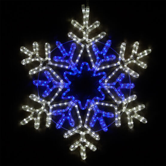 28" LED 48 Point Star Center Snowflake, Blue and Cool White Lights 