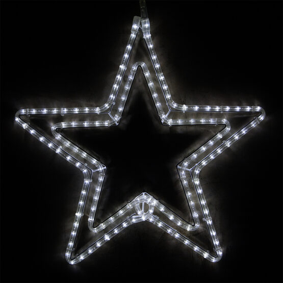 24" LED Double 5 Point Star, Cool White Lights 