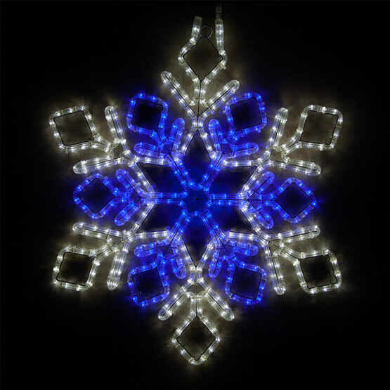28" LED Double Diamond Snowflake, Blue and Cool White Lights 