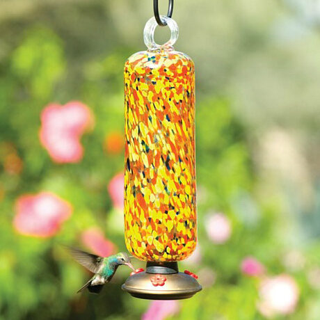 Carnival Multicolor Filigree Glass Hummingbird Feeder