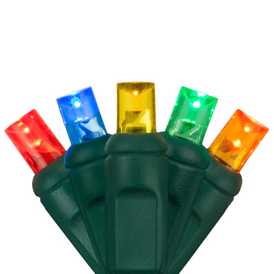 17' Wide Angle LED Mini Lights, Multicolor, Green Wire