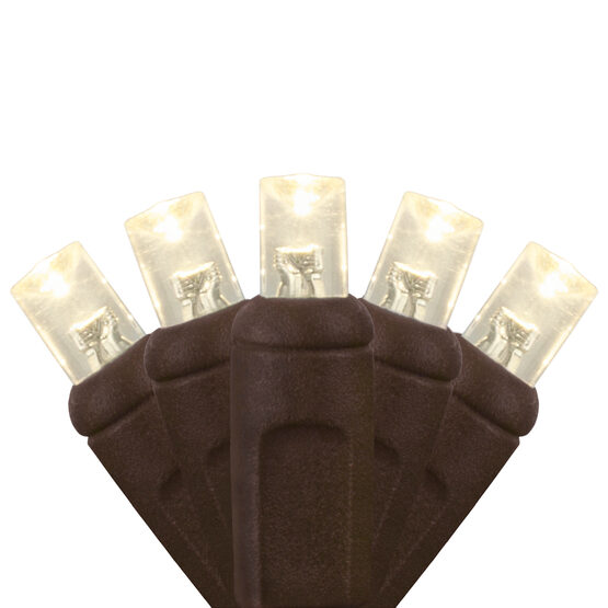 24' Wide Angle LED Mini Lights, Warm White, Brown Wire