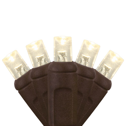 24' Wide Angle LED Mini Lights, Warm White, Brown Wire