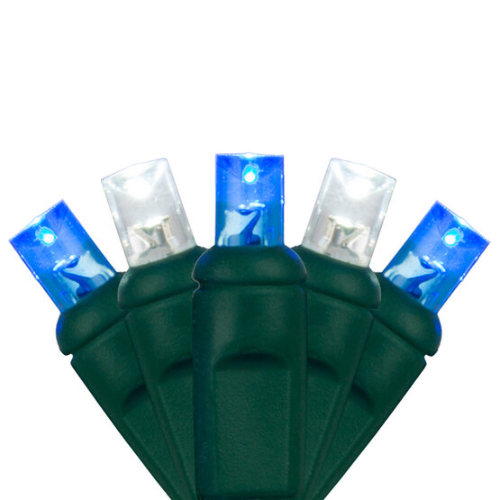 24' Wide Angle LED Mini Lights, Blue, Cool White, Green Wire