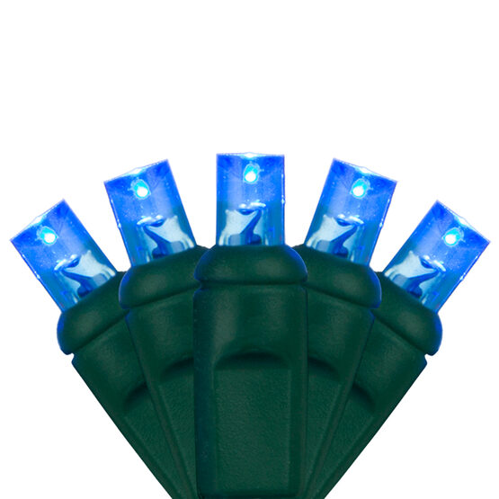 24' Wide Angle LED Mini Lights, Blue, Green Wire