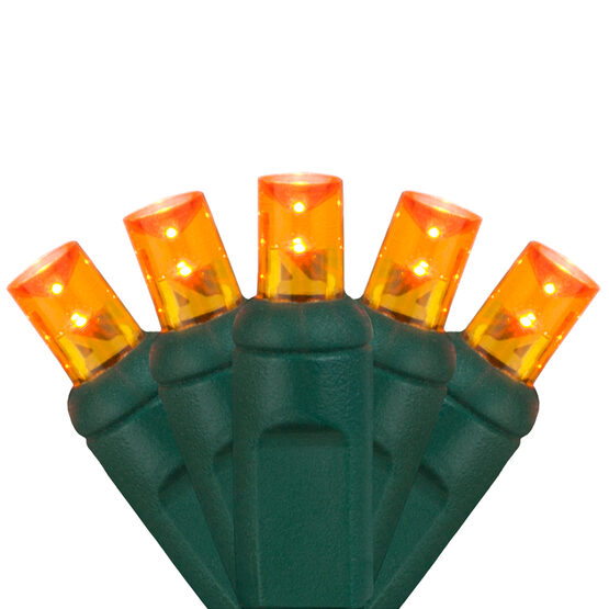 Wide Angle LED Mini Lights, Amber, Green Wire