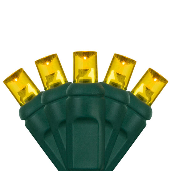 Wide Angle LED Mini Lights, Gold, Green Wire