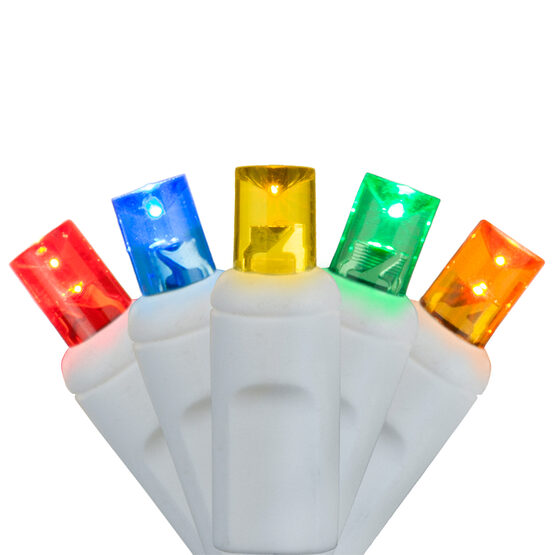 24' Wide Angle LED Mini Lights, Multicolor, White Wire