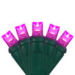24' Wide Angle LED Mini Lights, Pink, Green Wire