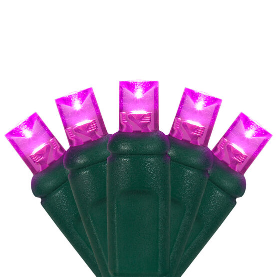 Wide Angle LED Mini Lights, Pink, Green Wire