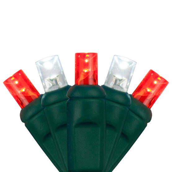 24' Wide Angle LED Mini Lights, Red, Cool White, Green Wire