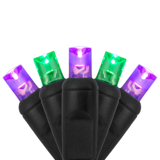 24' Wide Angle Halloween LED Mini Lights, Purple, Green