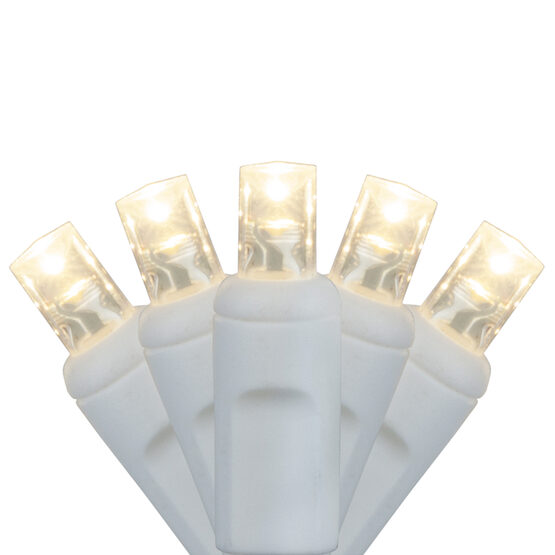 24' Wide Angle LED Mini Lights, Warm White, White Wire