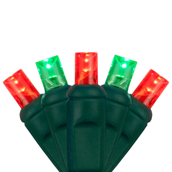 24' Wide Angle LED Mini Lights, Red, Green, Green Wire