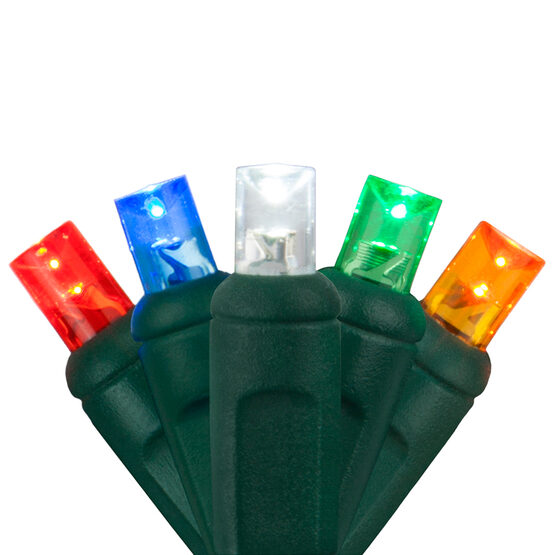 Wide Angle LED Mini Lights, Multicolor, Green Wire
