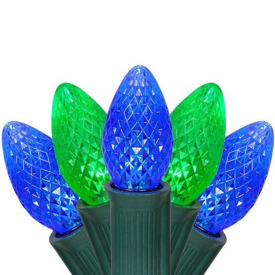 C7 Commercial LED String Lights, Blue, Green, 50'