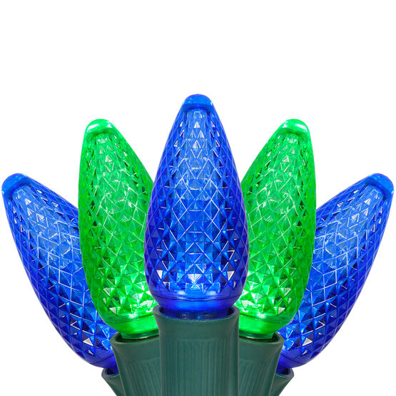 C9 Commercial LED String Lights, Blue, Green, 50'
