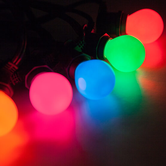 Commercial Patio String Lights, Multicolor S11 Opaque Bulbs - Yard Envy