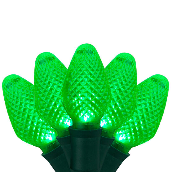 C7 LED String Lights, Green, Green Wire