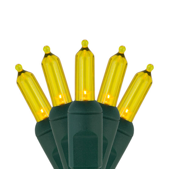 26' T5 Mini Christmas String Lights, Gold, Green Wire