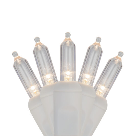 17' T5 Mini Christmas String Lights, Warm White, White Wire