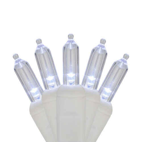 17' T5 Mini Christmas String Lights, Cool White, White Wire