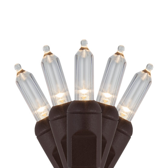 26' T5 Mini Christmas String Lights, Warm White, Brown Wire