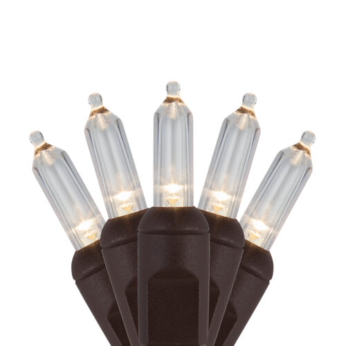 26' T5 Mini Christmas String Lights, Warm White, Brown Wire