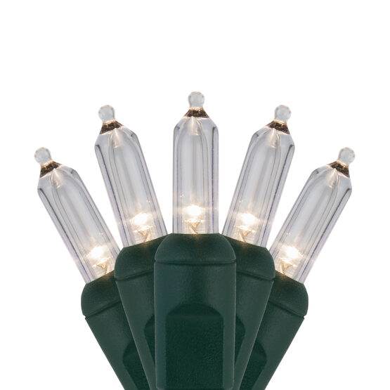 26' T5 Mini Christmas String Lights, Warm White Twinkle, Green Wire