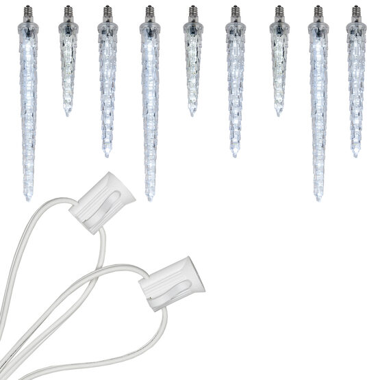 C7 Commercial LED String Lights, Cool White Falling Icicle, 15'