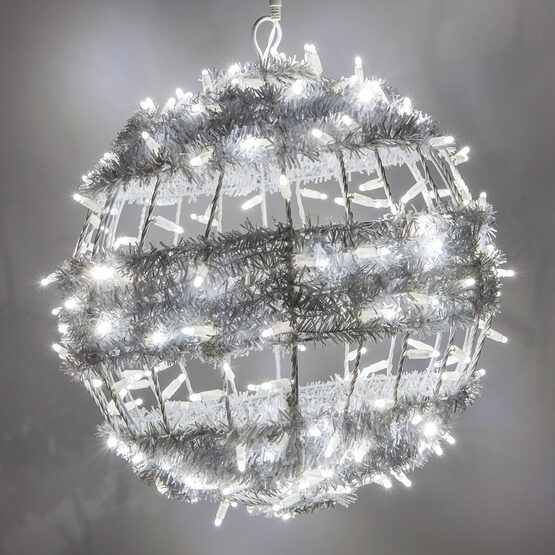 20" Commercial Light Ball, With Tinsel Swirl Cool White LED