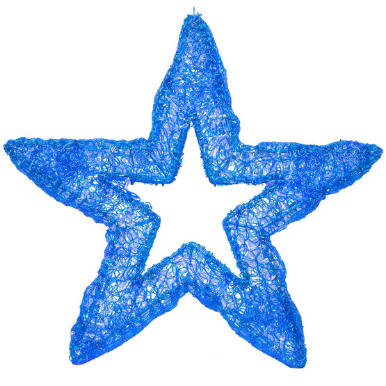 24" Wintergreen Lighting LED Five Point Dimensional Star, Blue Lights